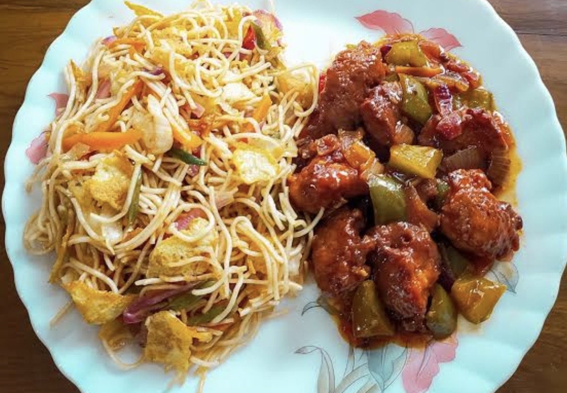 Egg Noodles with Chilli Chicken